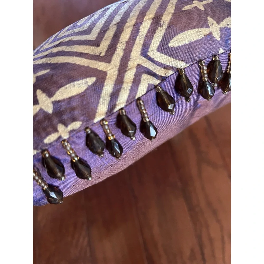 NWOT  Purple Global Marrakesh Patchwork Throw‎ 50x60 w Matching Pier 1 Pillow